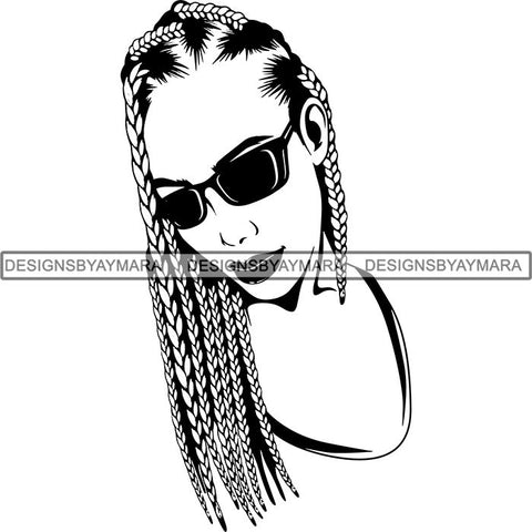 Afro Woman Braids Dreads Dreadlocks Hairstyle SVG Cut Files For Silhouette and Cricut