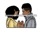 Black Couple Praying God Together PNG File For Print Not For Cutting