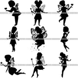 Bundle 9 Afro Cute Baby Girl Fairy Wings Fantasy .SVG Cut Files For Silhouette Cricut and More