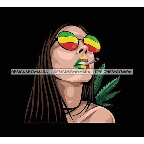 Ganja Narcotic Joint Blunt Weed Leaf Hydroponics Cannabis Woman Smoking Grass Marijuana SVG Cut Files