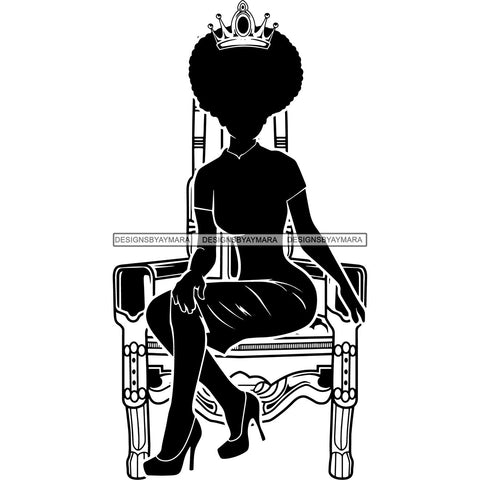 Afro Queen Silhouette SVG African Goddess Cutting Files 1