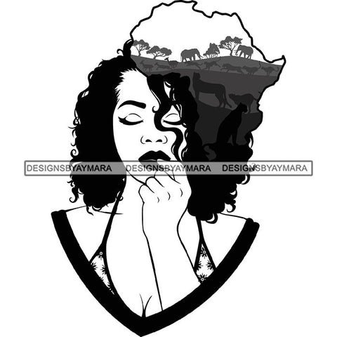 African American Woman Goddess Safari Savanna Africa Continent SVG Files For Cutting and More!