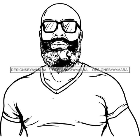Attractive Man Bearded Hipster Model Fashion Male Guy Stylish Mustache Close-up Sexy Macho Manly SVG Files For Cutting