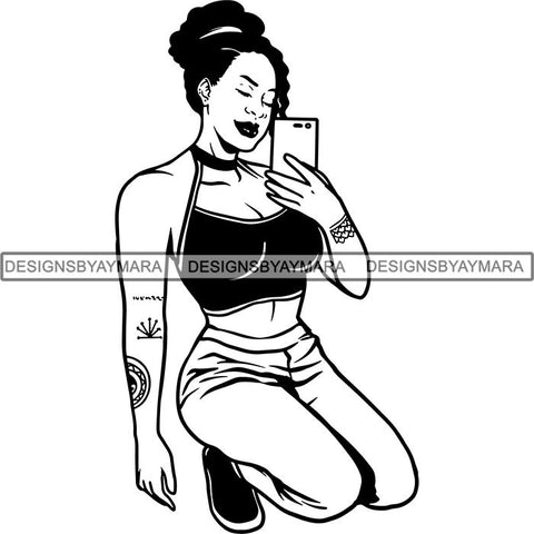 Afro Sexy Goddess Melanin Woman Queen Tattoo SVG Cut Files For Silhouette and Cricut