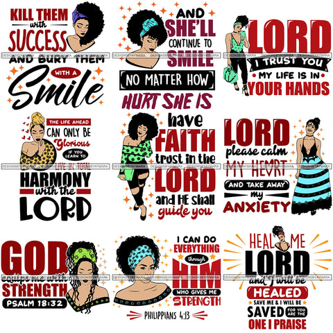 Bundle 9 Afro Boss Lady Lord Life Quotes SVG Files For Cutting and More