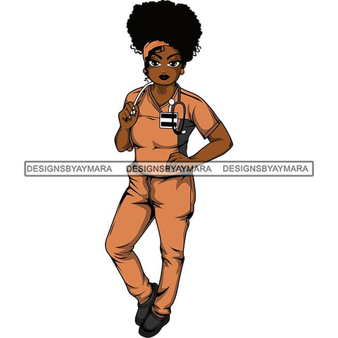 Afro Lola Nurse Medical Occupation SVG Cutting Files For Cricut Silhouette and More