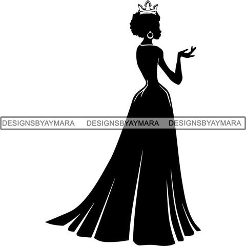 Black Afro Queen Silhouette Style SVG Cut Files