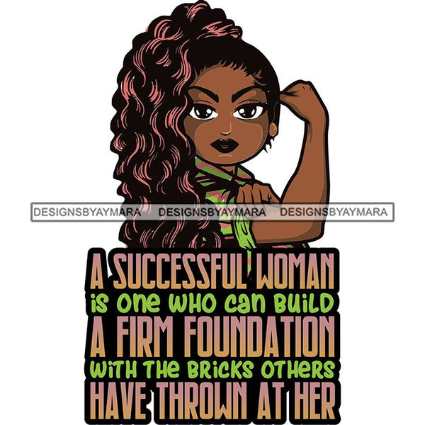 Afro Lola Strong Lady We can Do It Woman Power Flexing Arms Believe in Yourself Quotes .SVG Cutting Files For Silhouette and Cricut and More!
