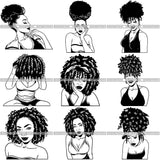 Bundle 9 Afro Melanin Popping Hair Style SVG Files For Cutting and More