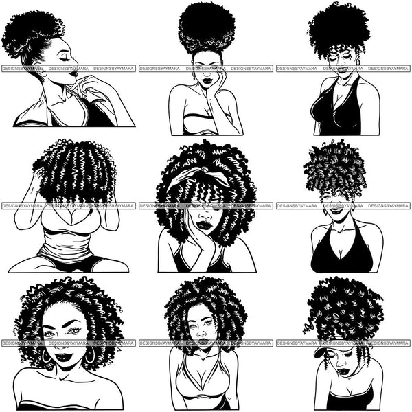 Bundle 9 Afro Melanin Popping Hair Style SVG Files For Cutting and More