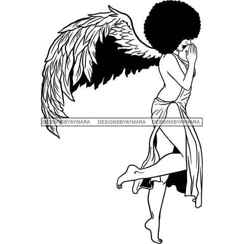 Afro Angel Black Woman SVG Cutting Files For Silhouette Cricut and More