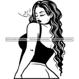 Woman Smoking Pot Joint Blunt Stoned High Life Weed Leaf Marijuana Grass Relax Chill SVG Cutting Files