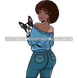 African American Woman Dod Breed Boston Terrier Pet Animal Best Friend Mascot Goddess SVG Cutting Files