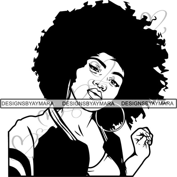 Afro Beautiful Black Woman SVG File For Silhouette and Cutting