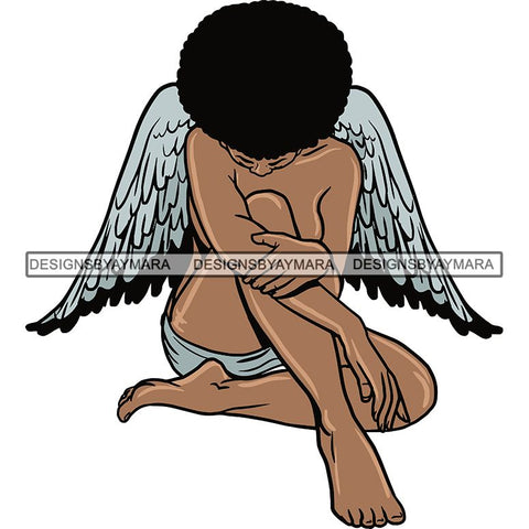 Afro Angel Black Woman SVG Cutting Files For Silhouette Cricut and More