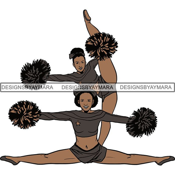 Afro Cheerleader Woman SVG Cutting Files For Silhouette Cricut and More