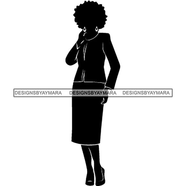 Afro Classy Church Lady Silhouette Glamour Beautiful Model SVG Files For Cutting and More!