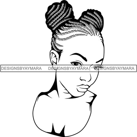 Afro Woman Braids Dreads Dreadlocks Hairstyle SVG Cut Files For Silhouette and Cricut