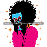 Afro Woman Silhouette Drinking Wine Relax Chilling Stress Free .SVG Cutting Files For Silhouette and Cricut and More!