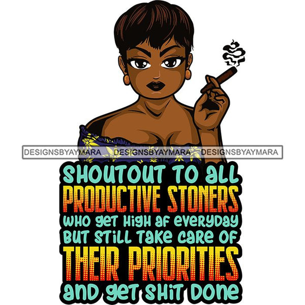 Afro Lola Smoking Pot Quotes Weed Joint Blunt Cannabis Marijuana SVG Cutting Files