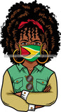 Afro Lola Wearing Face Mask Flags Guyana Country Proud Roots Virus SVG Cutting Files For Silhouette Cricut and More!