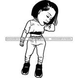 Fashion Woman Model Posing Summer Outfit Vogue Goddess Glamour Trendy Clothing Vector SVG Cutting Files