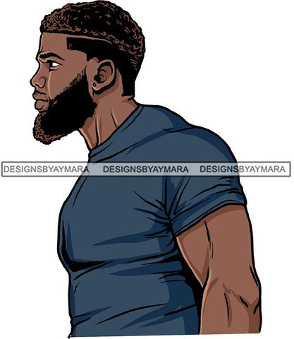 Attractive Black Man Bearded Hipster Model Fashion Male Guy Hombre Masculino Guapo Stylish Close-up Sexy Macho Manly SVG Files For Cutting
