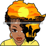 Safari Goddess Africa Continent African American Woman Savanna Animals Hair SVG Cutting Files.