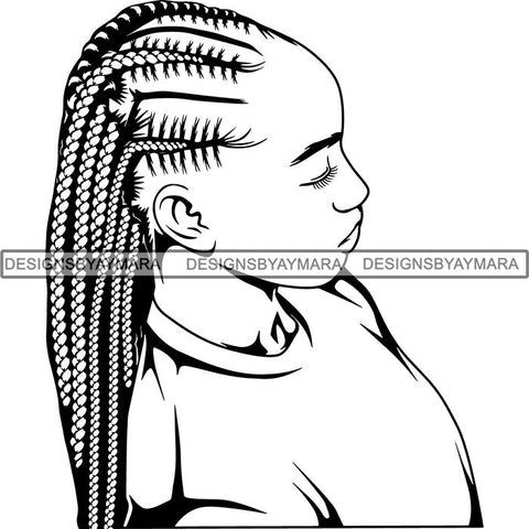 Afro Woman Braids Dreads Dreadlocks Hairstyle SVG Cut Files For Silhouette and Cricut