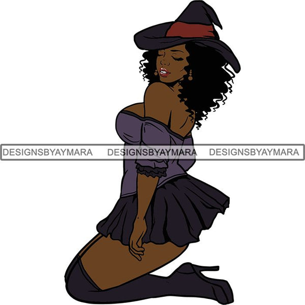 Afro Sexy Witches Halloween SVG Cutting Files For Silhouette Cricut and More