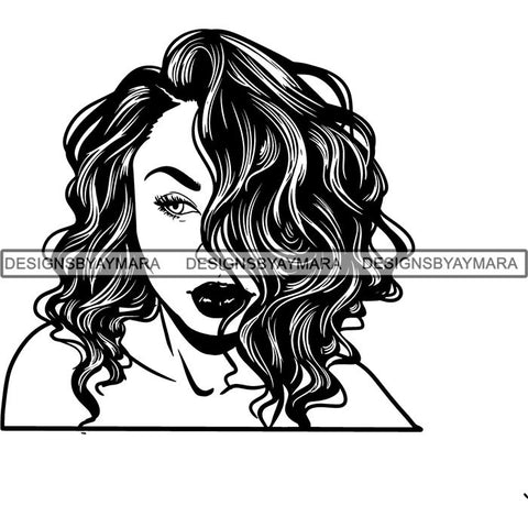 Beautiful Afro Woman Unique Designs In Black and White SVG Cutting Files For Silhouette Cricut and More