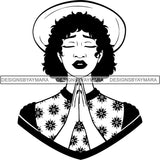 Latina Woman Praying God .SVG Cut Files For Silhouette and Cricut
