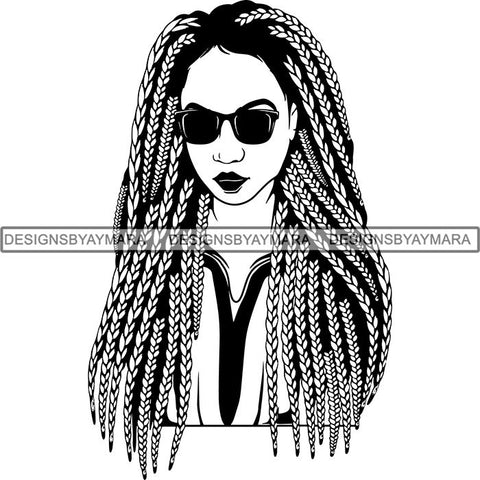 Afro Woman Braids Dreads Dreadlocks Hairstyle SVG Cut Files For Silhouette and Cricut