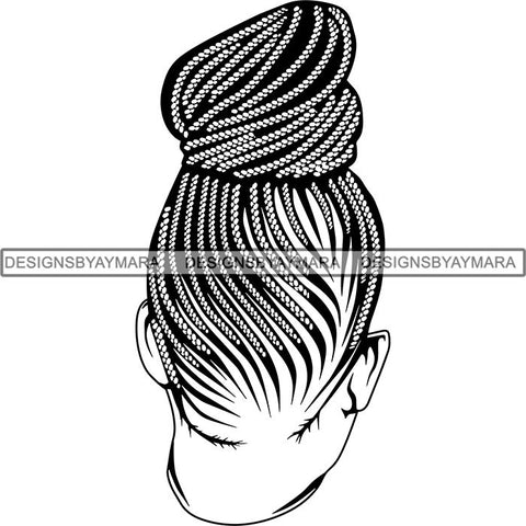 Afro Woman Braids Dreads Dreadlocks Hairstyle SVG Cut Files For Silhouette and Cricut