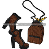 Purse Bag Shoes High Heels Glamour Luxury Fashion Shine SVG Clipart Vector Cutting Files