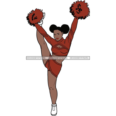 Afro Cheerleader Woman SVG Cutting Files For Silhouette Cricut and More