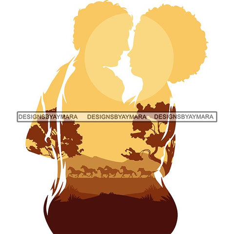 Sensual Couple Silhouette African Wildlife Proud Roots Safari Savanna Africa Continent Exotic Scenic SVG Cutting Files