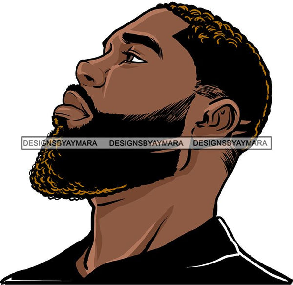 Attractive Black Man Bearded Hipster Model Fashion Male Guy Hombre Masculino Guapo Stylish Close-up Sexy Macho Manly SVG Files For Cutting