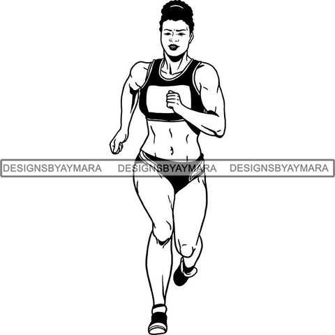 Afro Black Woman Runner Athletic Sport .SVG Cutting File For Silhouette and Cricut
