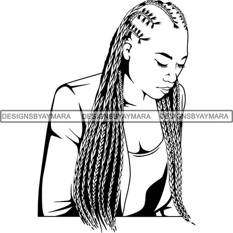 Afro Woman Braids Dreads Dreadlocks Hairstyle SVG Cut Files For Silhouette and Cricut