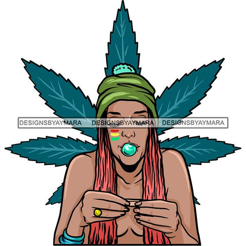 Ganja Narcotic Joint Blunt Weed Leaf Hydroponics Cannabis Woman Smoking Grass Marijuana SVG Cut Files