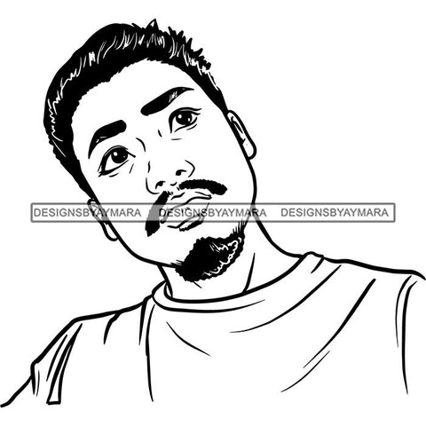 Attractive Man Bearded Hipster Model Fashion Male Guy Stylish Mustache Close-up Sexy Macho Manly SVG Files For Cutting