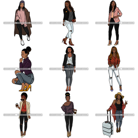 Bundle 9 Fashion Diva Glamour Afro Classy Sexy Lady SVG PNG JPG Vector Files For Cutting and More