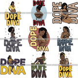 Bundle 9 Afro Melanin Popping Dope Diva Quotes SVG Cutting Files For Silhouette Cricut and More