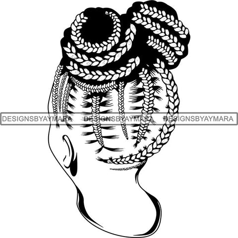 Afro Woman Braids Dreads Dreadlocks Hairstyle SVG Cut Files For Silhouette and Cricut