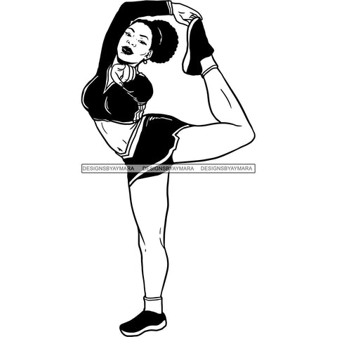 Afro Cheerleader Woman SVG Cutting Files For Silhouette Cricut and More