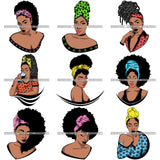 Bundle 9 African American Woman Goddess SVG Files For Cutting and More!