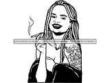 Woman Smoking Pot Deadlock Braids Hairstyle Rasta Queen Blunt Weed Cannabis 420 Marijuana Stoner High Life .SVG Cut File For Silhouette and Cricut