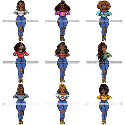 Bundle 9 Afro Lola Sassy Exotic Curvy Thick Goddess .SVG Cutting Files For Silhouette and Cricut and More!