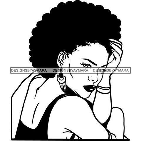 Ebony Afro Woman Nubian Melanin Brown Skin Makeup Model Glasses Accesories SVG Cut Files